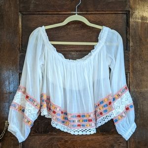 Free People Crotchet Peasant Top